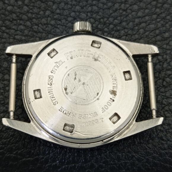 Vintage 1970 Favre Leuba Manual Mens Silver Watch W/Nato Strap - Picture 7 of 7